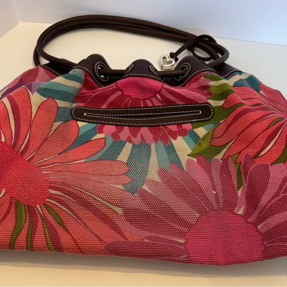 BRIGHTON 3D Flowered embroidered Pink Flowers hobo Shoulder Tote Bag - Picture 6 of 15